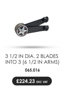 3 1/2 in dia. 2 Blades into 3 (6 1/2 in arms)