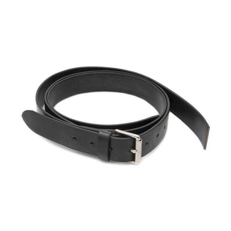 Leather Bonnet Straps - Black/Chrome 1 1/2 in wide