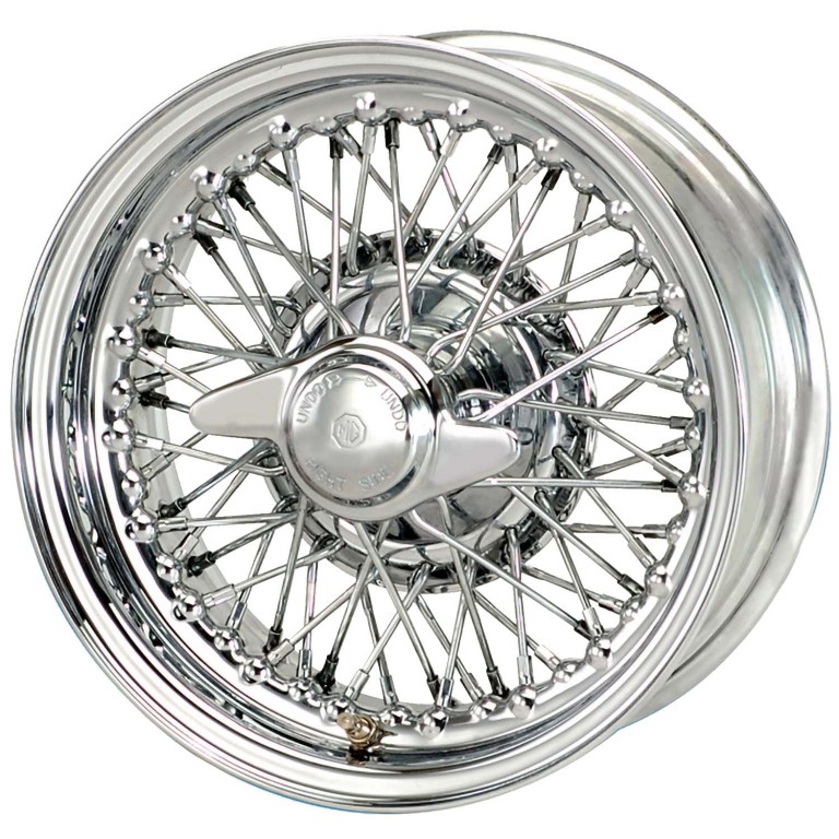 MWS Chrome Wire Wheels for MG Midget and Austin Healey Sprite